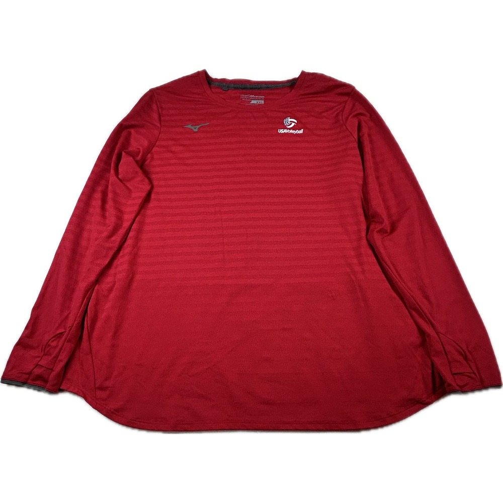 Mizuno Performance USA Volleyball Red Long Sleeve Shirt Womens XXL Activewear